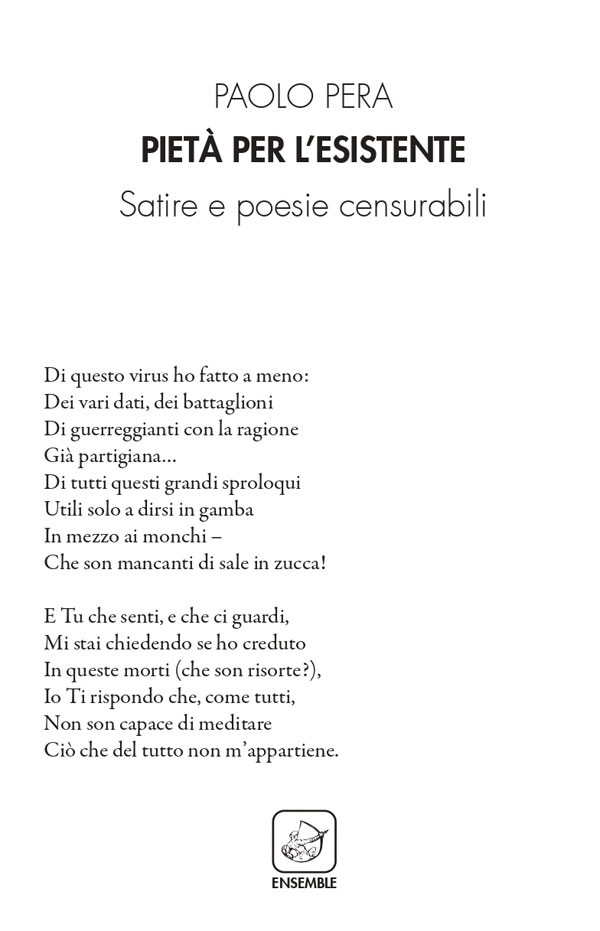 Pietà per l’esistente. Satire e poesie censurabili: recensione